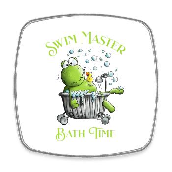 Swim Master Bath Time Wellness Frosch Badewanne - Viereckiger Kühlschrankmagnet - Weiß - Vorne
