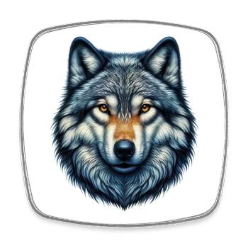 Wolf - Viereckiger Kühlschrankmagnet - Weiß - Vorne