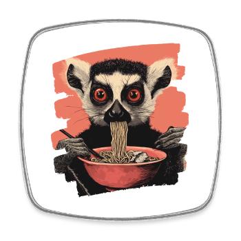 Lemur Ramen Retro - Viereckiger Kühlschrankmagnet - Weiß - Vorne