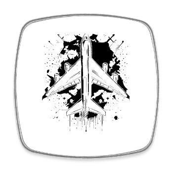 Dessin d’avion - Magnet carré - blanc - Devant