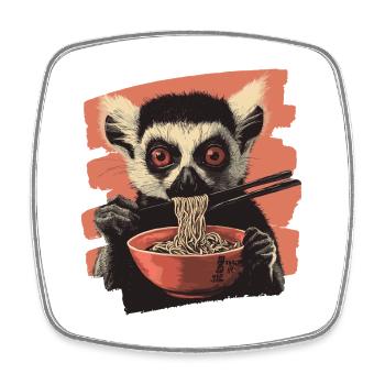 Lemur Ramen - Viereckiger Kühlschrankmagnet - Weiß - Vorne