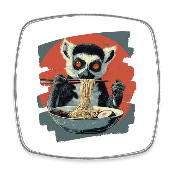 Lemur Ramen - Viereckiger Kühlschrankmagnet - Weiß - Vorne