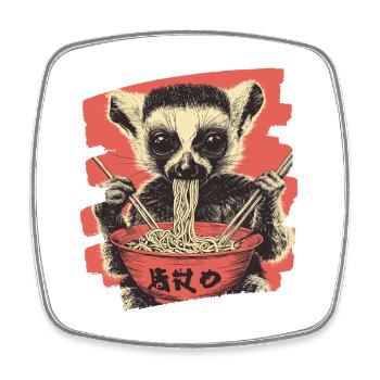 Lemur Ramen - Viereckiger Kühlschrankmagnet - Weiß - Vorne