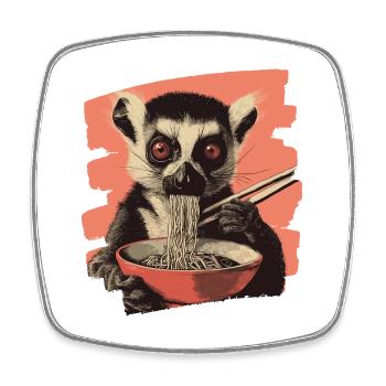 Lemur Ramen Retro - Viereckiger Kühlschrankmagnet - Weiß - Vorne