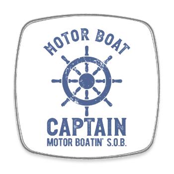 Motorboot Kapitän Rad Motorbootfahren - Viereckiger Kühlschrankmagnet - Weiß - Vorne