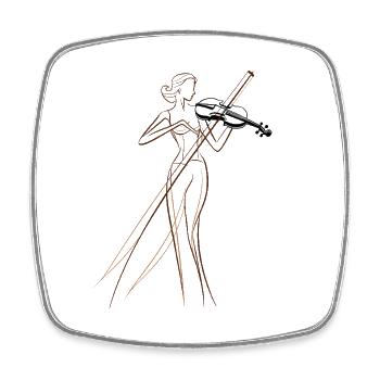 Violinist Drawing - Square fridge magnet - white - Front