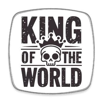 Skull and crossbones with crown King of the World - Square fridge magnet - white - Front