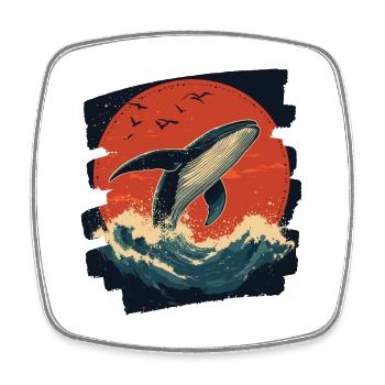 Whale - Square fridge magnet - white - Front