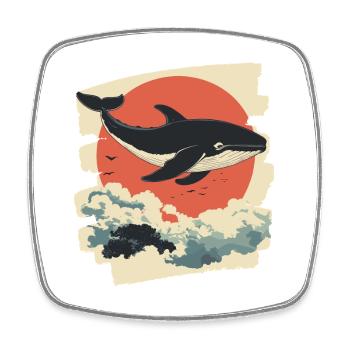 Baleine Rétro - Magnet carré - blanc - Devant