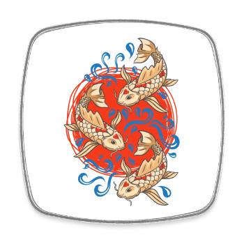 Poissons Koi Koi Carpes Lovers - Magnet carré - blanc - Devant