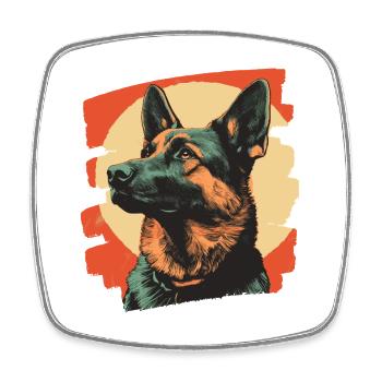 Schäferhund Retro - Viereckiger Kühlschrankmagnet - Weiß - Vorne