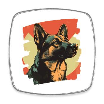 Schäferhund Retro - Viereckiger Kühlschrankmagnet - Weiß - Vorne