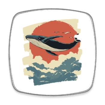Baleine Rétro - Magnet carré - blanc - Devant