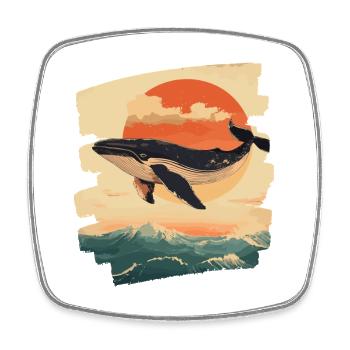 Baleine Rétro - Magnet carré - blanc - Devant