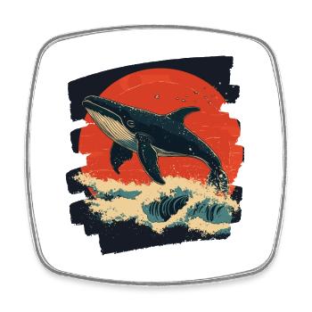 Baleine Rétro - Magnet carré - blanc - Devant