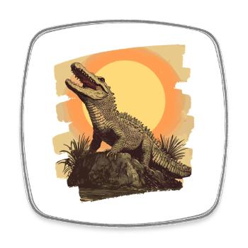Crocodile Retro - Square fridge magnet - white - Front