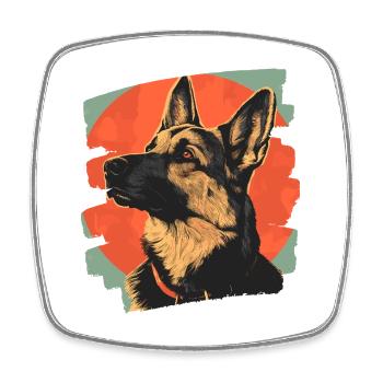 German Shepherd Retro - Square fridge magnet - white - Front