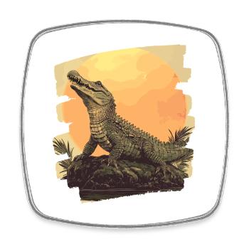 Crocodile Retro - Square fridge magnet - white - Front