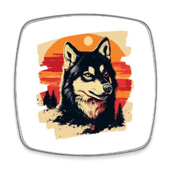 Husky - Viereckiger Kühlschrankmagnet - Weiß - Vorne
