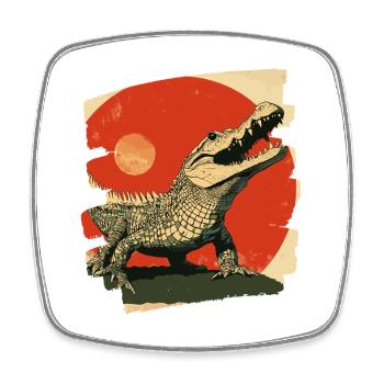 Crocodile Retro - Square fridge magnet - white - Front
