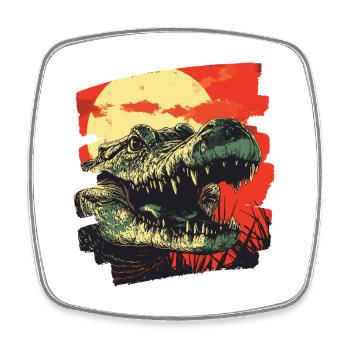 Crocodile Retro - Square fridge magnet - white - Front