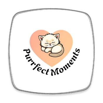 Purrfect Moments Katzenherz Motiv - Viereckiger Kühlschrankmagnet - Weiß - Vorne