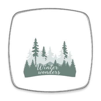 Winterwunderwald Silhouetten - Viereckiger Kühlschrankmagnet - Weiß - Vorne