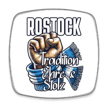 Rostock Fussball Fan-Schal - Viereckiger Kühlschrankmagnet - Weiß - Vorne