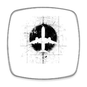 Airplane Drawing - Square fridge magnet - white - Front