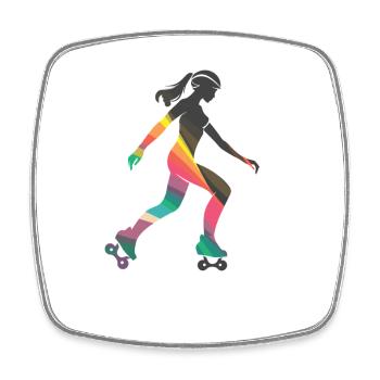 Roller skating girl - Square fridge magnet - white - Front