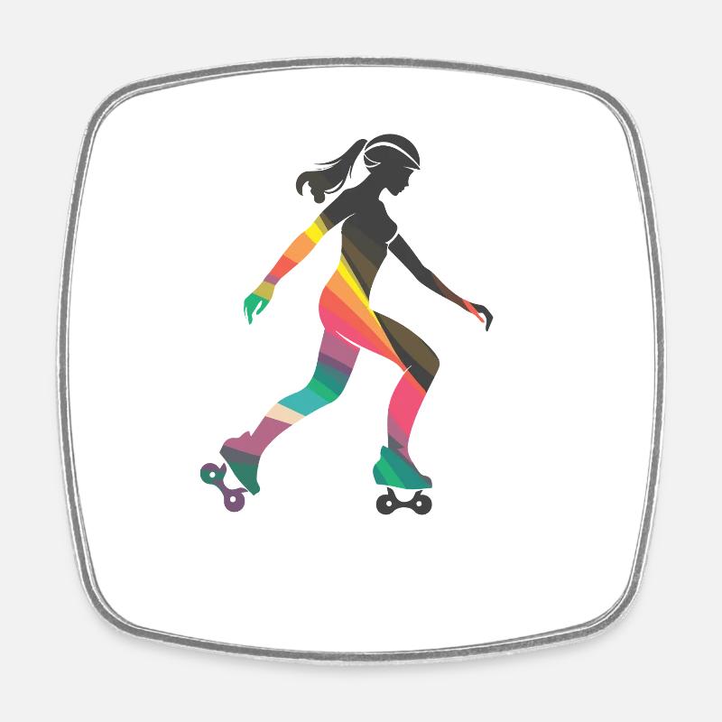 Fille de patin à roulettes - Magnet carré - blanc