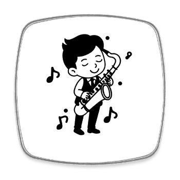 Saxophonist Child Drawing - Square fridge magnet - white - Front