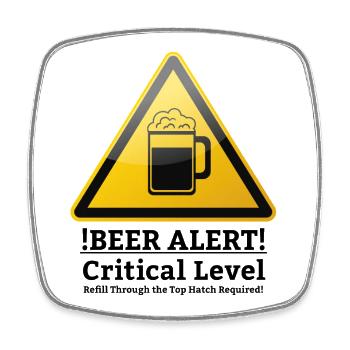 Beer Alert! Warning signs english - Square fridge magnet - white - Front
