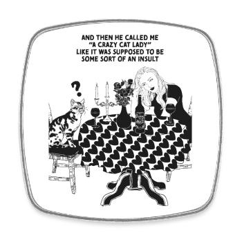 CRAZY CAT LADY - Square fridge magnet - white - Front