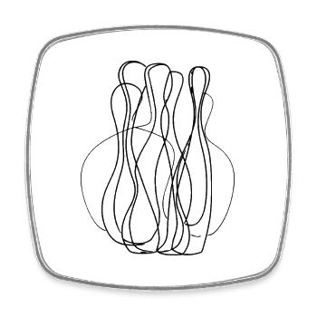 Bowling Line Art - Viereckiger Kühlschrankmagnet - Weiß - Vorne