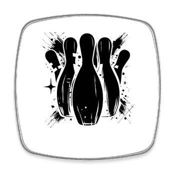 Bowling Zeichnung - Viereckiger Kühlschrankmagnet - Weiß - Vorne