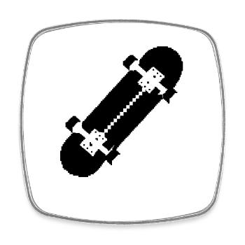 Pixel Skateboard - Square fridge magnet - white - Front