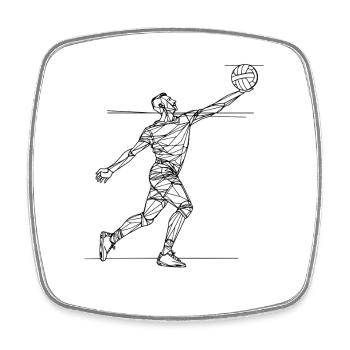 Volleyball Player Drawing - Square fridge magnet - white - Front