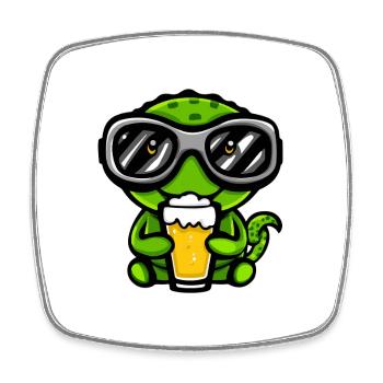 Chameleon Après-Ski Bière Bande Dessinée - Magnet carré - blanc - Devant