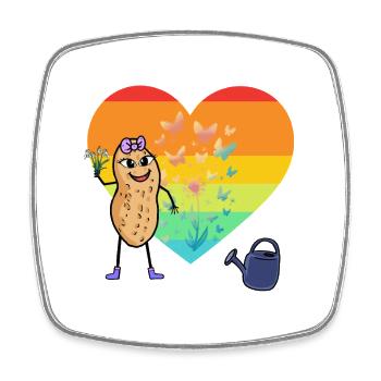 Retro Peanut Heart Nature Lover Nature Nut Child - Square fridge magnet - white - Front