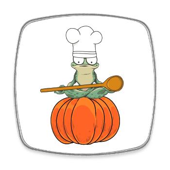 Frog Pumpkin Cooking Cooking Halloween Cooking - Square fridge magnet - white - Front