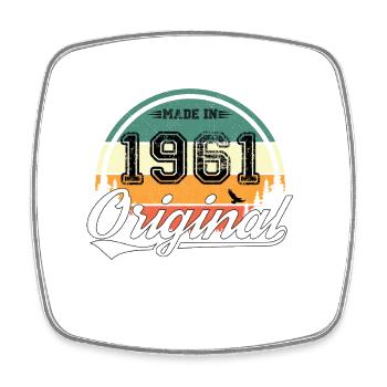 1961 Vintage Retro Birthday Gift - Square fridge magnet - white - Front