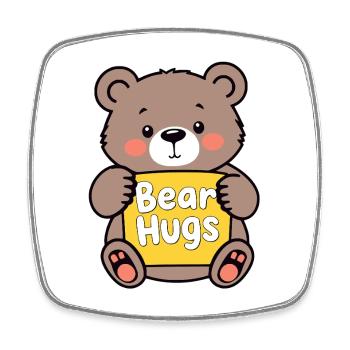 Kuschelbär mit Bear Hugs Schild - Viereckiger Kühlschrankmagnet - Weiß - Vorne