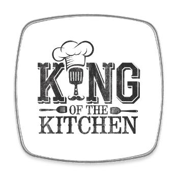 King of the Kitchen - Viereckiger Kühlschrankmagnet - Weiß - Vorne