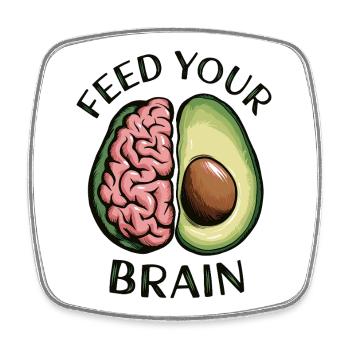 Feed Your Brain Avocado Illustration - Square fridge magnet - white - Front