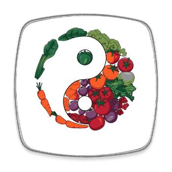Yin Yang Gemüse Balance Kunst - Viereckiger Kühlschrankmagnet - Weiß - Vorne