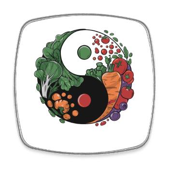 Yin Yang Gemüse Balance - Viereckiger Kühlschrankmagnet - Weiß - Vorne