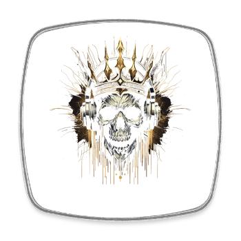 Crâne de jeu avec couronne - Magnet carré - blanc - Devant