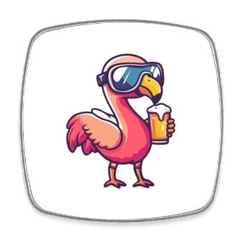 Flamingo Apres Ski Bier Comic - Viereckiger Kühlschrankmagnet - Weiß - Vorne