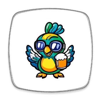 Peacock Bird Après Ski Bière Bande Dessinée - Magnet carré - blanc - Devant